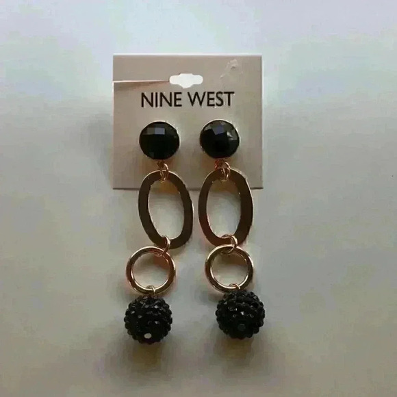 Nine West new Drop Earrings in Gold &Black - Picture 3 of 8